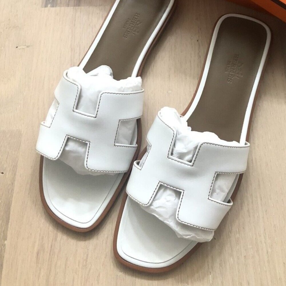 hermes oran white slipper sandal size 36 / 6